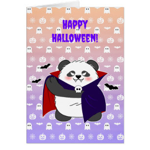 Halloween Cute Baby Panda Dracula Vampire Cards