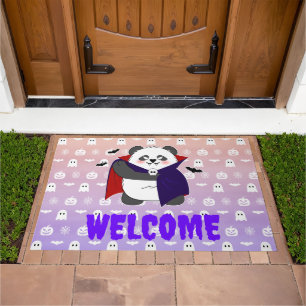Halloween Cute Baby Panda Dracula Vampire Doormat