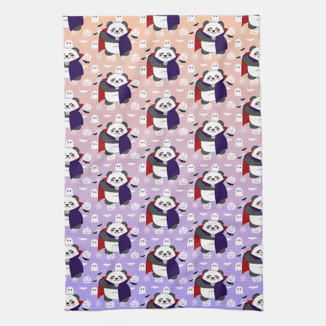Halloween Cute Baby Panda Dracula Vampire Kitchen Towel (Vertical)