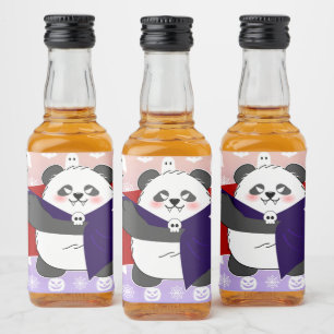 Halloween Cute Baby Panda Dracula Vampire Liquor Bottle Label