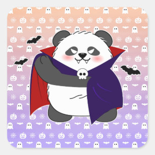 Halloween Cute Baby Panda Dracula Vampire Square Sticker