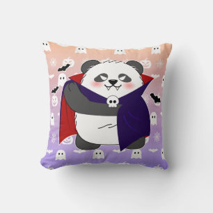 Halloween Cute Baby Panda Dracula Vampire Throw Pillow