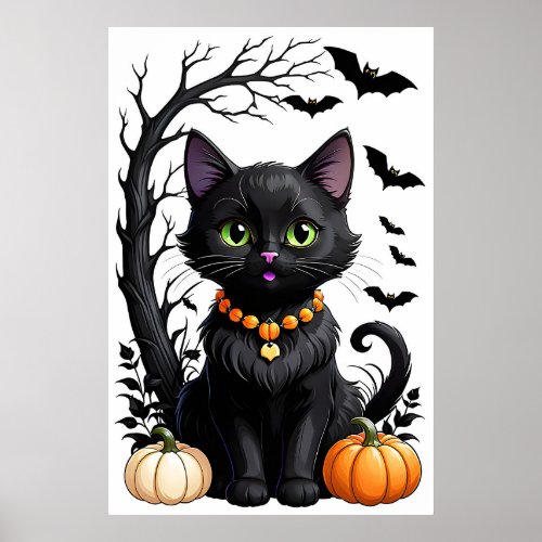 Halloween Cute Black Cat Poster