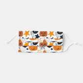 Halloween Cute Black Cat Pumpkin Illustration Adult Cloth Face Mask (Front, Folded)
