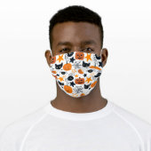 Halloween Cute Black Cat Pumpkin Illustration Adult Cloth Face Mask (Worn)