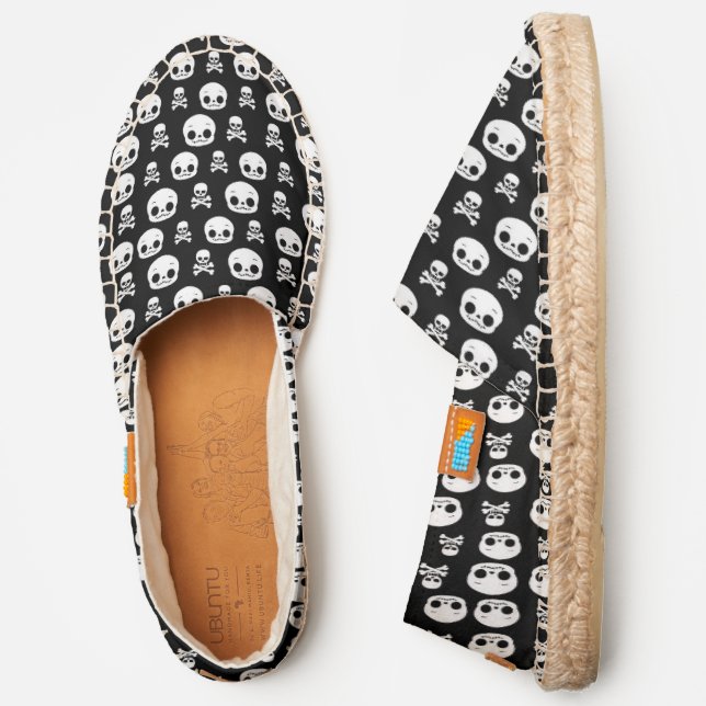 Halloween Cute Black White Skull Espadrilles (Side)