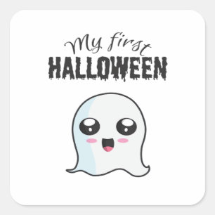 Halloween Cute Boo Newborn Baby Girl First Hallowe Square Sticker