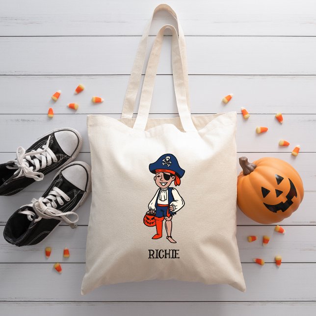 Halloween Cute Boy Pirate Trick or Treat Candy Tote Bag (Creator Uploaded)