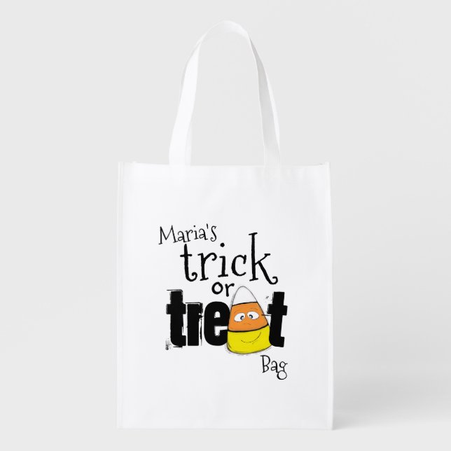 Halloween Cute Candy Corn Whimsical Trick or Treat Grocery Bag (Front)