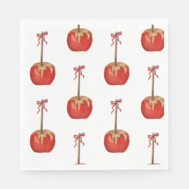 Halloween cute Carmel apple bow spooky  Napkins (Front)