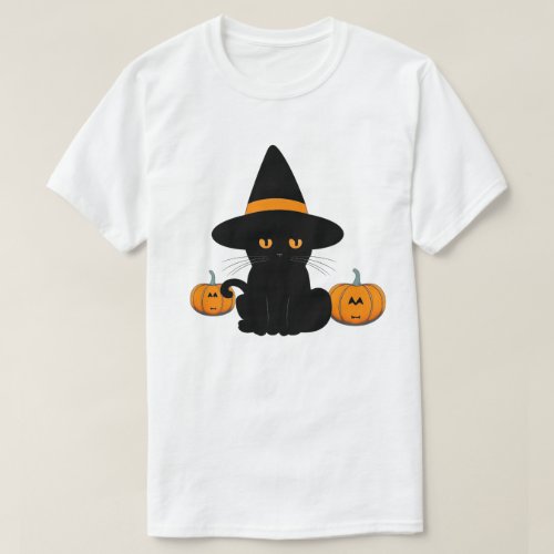 Halloween Cute Cartoon Friends Black Baby Cat T_Shirt
