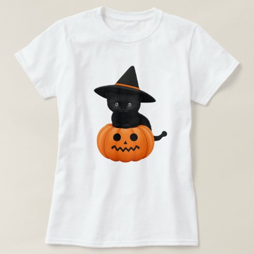 Halloween Cute Cartoon Friends Black Baby Cat T_Shirt