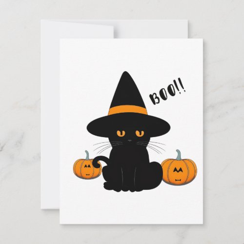 Halloween Cute Cartoon Friends Black Baby Cat Thank You Card