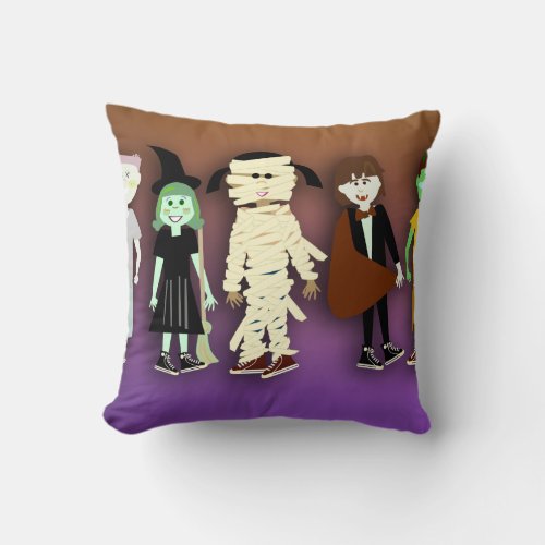 Halloween Cute Cartoon Monster Characters Throw Pillow