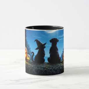 Halloween Cute Cat Dog Ravens Mug