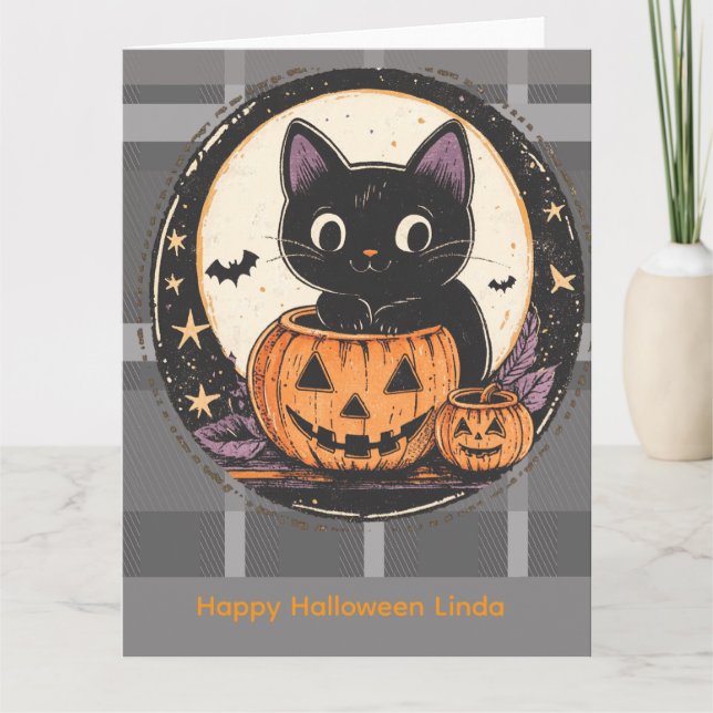 Halloween Cute Cat Fall Card (Front)