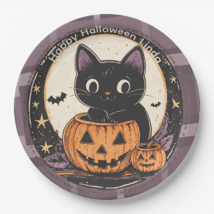 Halloween Cute Cat Fall Card Paper Plates