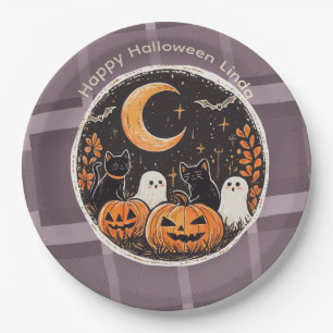 Halloween Cute Cat Ghost Paper Plates