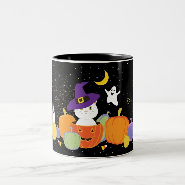 Halloween Cute Cat in Witch Hat Mug (Center)