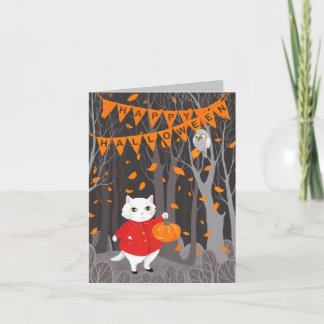 Halloween Cute Cat & Jack-o’-lantern Pumpkin Holiday Card