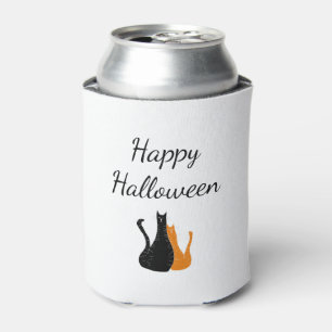 Halloween Cute Cats Drawing Orange Black Kitties Can Cooler