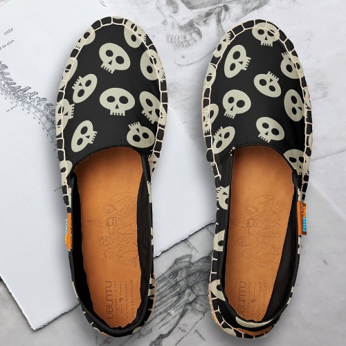 Halloween Cute Cream Skull Pattern Black Emo  Espadrilles