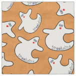 Halloween Cute Diva Ghost Random Pattern Orange Fabric