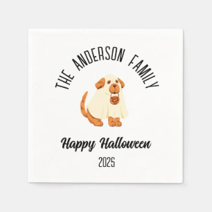 Halloween Cute Dog Ghost Costume Personalized Name Napkins