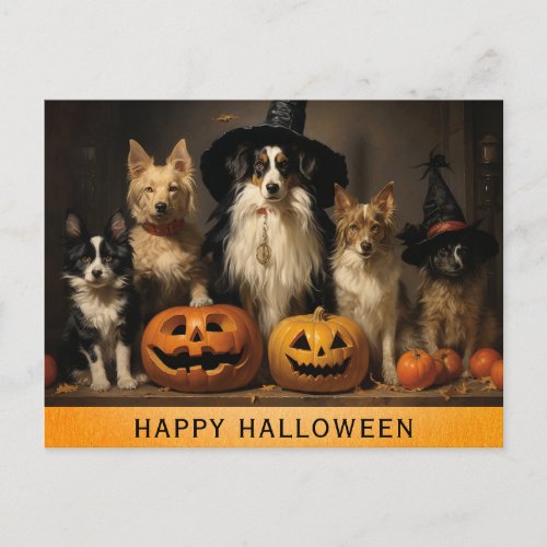 Halloween Cute Dog Witch Pumpkin Postcard
