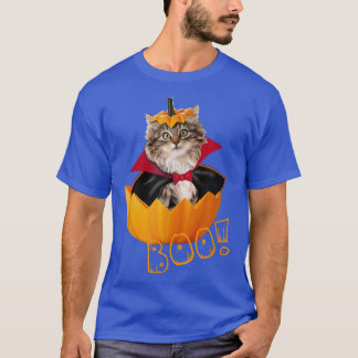 Halloween Cute Dracula Cat Pumpkin T-Shirt