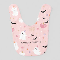 Halloween Cute Dusty Pink Ghost Baby Bib