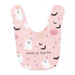 Halloween Cute Dusty Pink Ghost Baby Bib