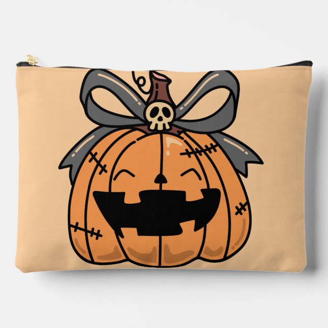 Halloween,Cute Face Pumpkin,Funny , Jack O' Lanter Accessory Pouch (Front)