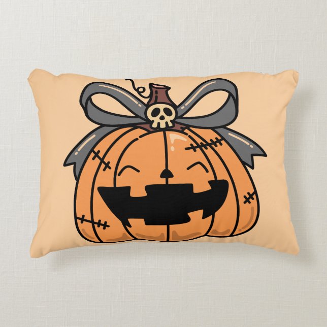 Halloween,Cute Face Pumpkin,Funny ,Jack O' Lantern Accent Pillow (Front)