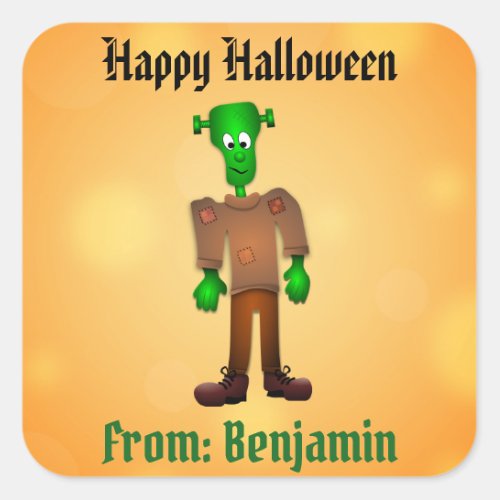 Halloween Cute Frankenstein Monster Custom Square Sticker