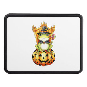 Halloween Cute Frog on Pumpkin Hitch Cover