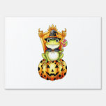 Halloween Cute Frog on Pumpkin Sign