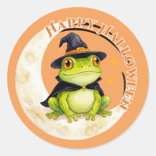 Halloween Cute Frog Toad Witch Classic Round Sticker
