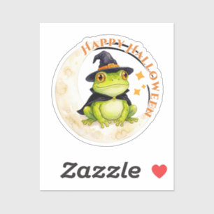 Halloween Cute Frog Toad Witch Green Sticker