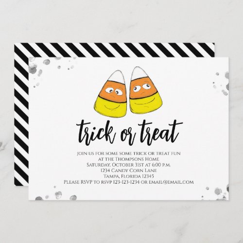 Halloween Cute Funny Candy Corn Trick Or Treat  Invitation