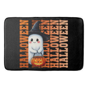 Halloween Cute Funny Ghost Typography gift ideas Bath Mat
