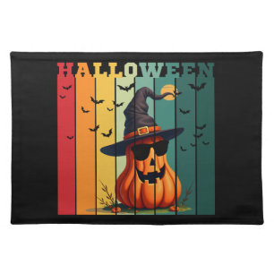 Halloween cute funny pumpkin vintage fall autumn cloth placemat