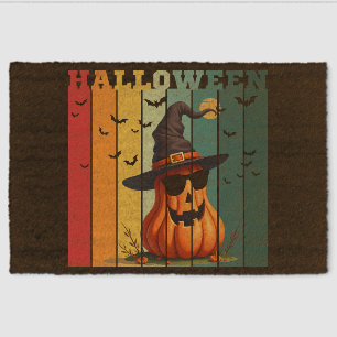 Halloween cute funny pumpkin vintage fall autumn fiber doormat