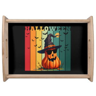 Halloween cute funny pumpkin vintage fall autumn serving tray
