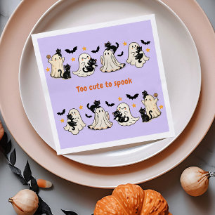 Halloween Cute Funny Spooky Ghost Cat - Fall Party Napkins