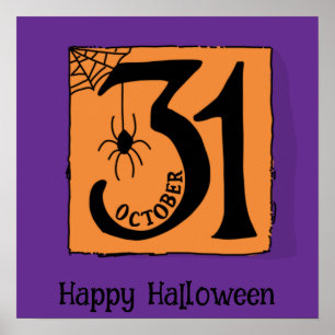 Halloween Cute Funny Whimsical 31 October frame Poster