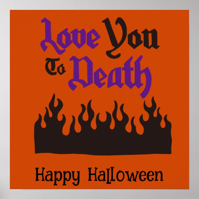 Halloween Cute Funny Whimsical Black Flame  Poster (Front)