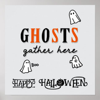 Halloween Cute Funny Whimsical Ghosts Poster