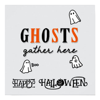 Halloween Cute Funny Whimsical Ghosts Poster