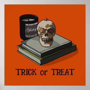 Halloween Cute Funny Whimsical Skull Poster